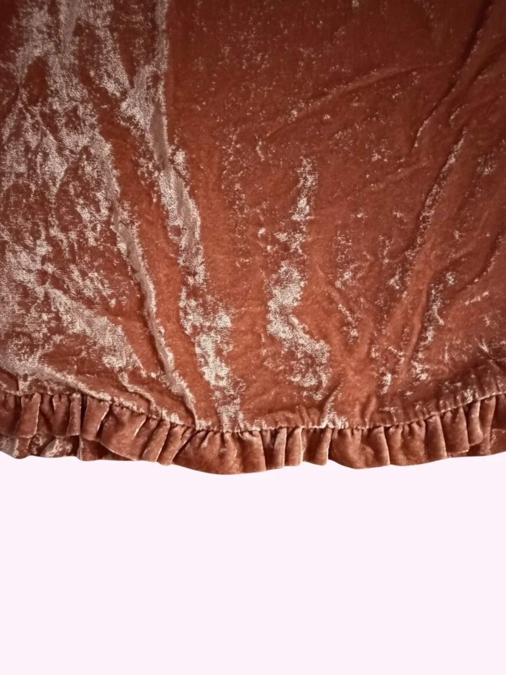 Madewell🎀Orange/Coral Crushed Velvet Ruffle Hem Top🎀Size M🎀Versatile&Chic🎀